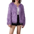 thumbnail image 1 of FOCUSNORM Women Faux Fur Coat Solid Color Open Front Long Sleeve Plus Size Jacket Warm Winter Outwear, 1 of 9