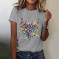 thumbnail image 2 of LUOGENLI T-shirts pour Femmes, Col Rond, Manches Courtes, Imprimé, Confortable, T-shirts Amusants, Graphiques, Saint-Valentin, Gris Clair P, 2 of 4
