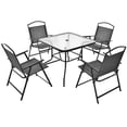 thumbnail image 5 of Gymax Dining Set for 4 Folding Chairs & Dining Table Set w/ Umbrella Hole Patio, 5 of 5