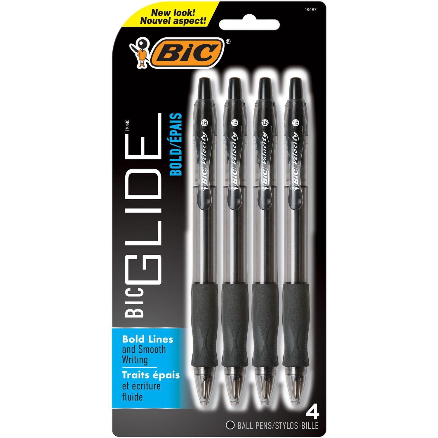 BIC GLIDETM/MC BOLD Retractable Ball Point Pen, Bold Point (1.6 mm), Black, Great For Everyday Use, 4-Count