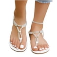 thumbnail image 4 of Wdhugt Fashion Womens Rhinestone Sandals Flat Heel Pu Leather Outdoor Shoes Size 9 Foot Length 10.24 Inches, 4 of 6