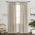 thumbnail image 1 of LUXUR Window Curtain Panel Drapes Treatments Boho Grid Curtains Rod Pocket Bohemian Long Light Filtering Linen Textured Home Decor 1#Coffee W:24"x H:35"/ 60cm*90cm, 1 of 7