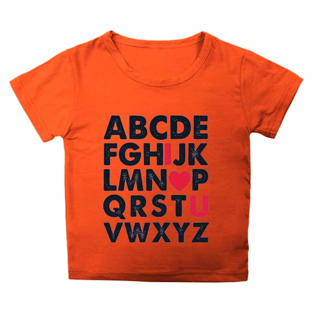 T-shirts Filles Été Imprimé Lettre Col Rond Manches Courtes T-Shirt Décontracté Hauts Filles Orange 4-5 Ans