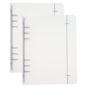 Uxcell A5 Couverture de la bouteille, 2 Pcs PP 6 Ring Round Ring Binder Cover avec ceinture de fixation blanche