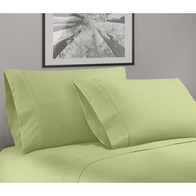 Greek Key Ultra Soft 1800 Series Egyptian Comfort 4 Piece Sheet Set (king, Lime Green)