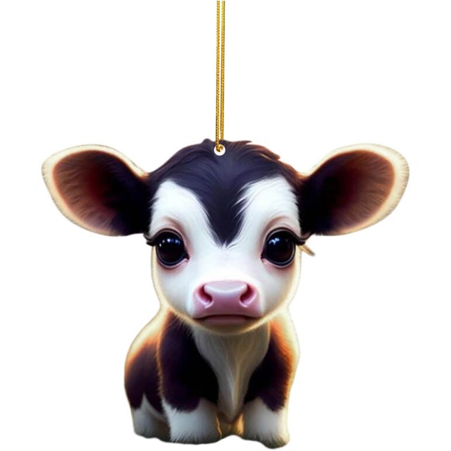 EGNMCR Fake Flowers, Artificial Flowers Cute Cow Car Pendant Home Tree Decoration Christmas Tree Ornament Home Decor 2PC Cow Pendant