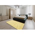 thumbnail image 4 of Ahgly Company Indoor Round Abstract Mustard Yellow Oriental Area Rugs, 3' Round, 4 of 6