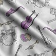 thumbnail image 1 of Soimoi Musical Instruments Print, Silk Fabric, Decor Sewing Fabric by The Yard 42 Inch Wide,Decorative Fabric for Shirts Suits Ties, White, 1 of 5