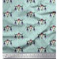 thumbnail image 1 of Soimoi Green Rayon Fabric Feather & Elk Mount Face Print Fabric by Yard 42 Inch Wide, 1 of 5