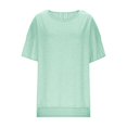 thumbnail image 3 of WRKEKC Chemises à Manches Courtes pour Femmes, T-Shirts d'Été pour Femmes, Haut de Chemise à Manches Courtes de Sport anti-UV à Col Rond Uni pour Femmes Grande Taille, 3 of 8