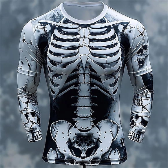 T-Shirt à Manches Longues Élégant pour Homme avec Motif 3D Unique pour Tenue Décontractée et Activités