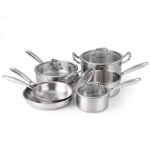 Ourlova Piece Tri Ply Stainless Steel Cookware Set with Lids Premium Pots Pans Set 3layer 10pcs