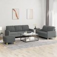 thumbnail image 1 of vidaXL 3 Piece Sofa Set with Cushions Dark Grey Fabric, 1 of 5