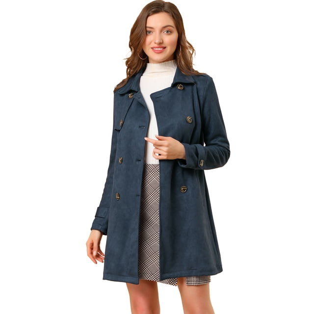 INSPIRE CHIC Manteau Trench à Revers Crantés à Double Boutonnage pour Femme