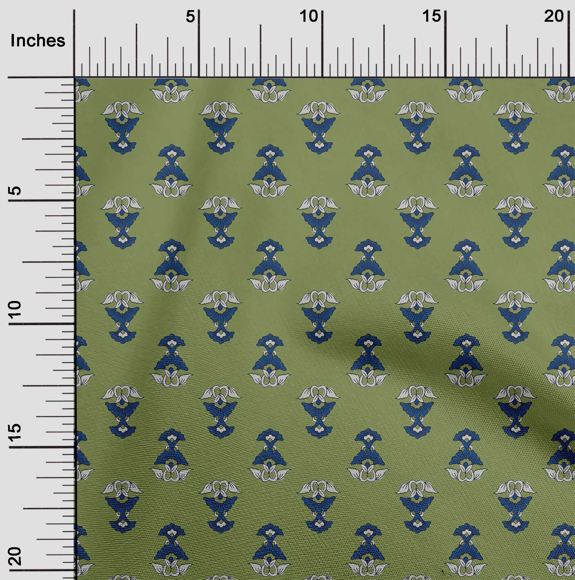 oneOone Georgette Viscose Fabric Leaves & Floral Block Fabric Prints By Yard 42 Inch Wide