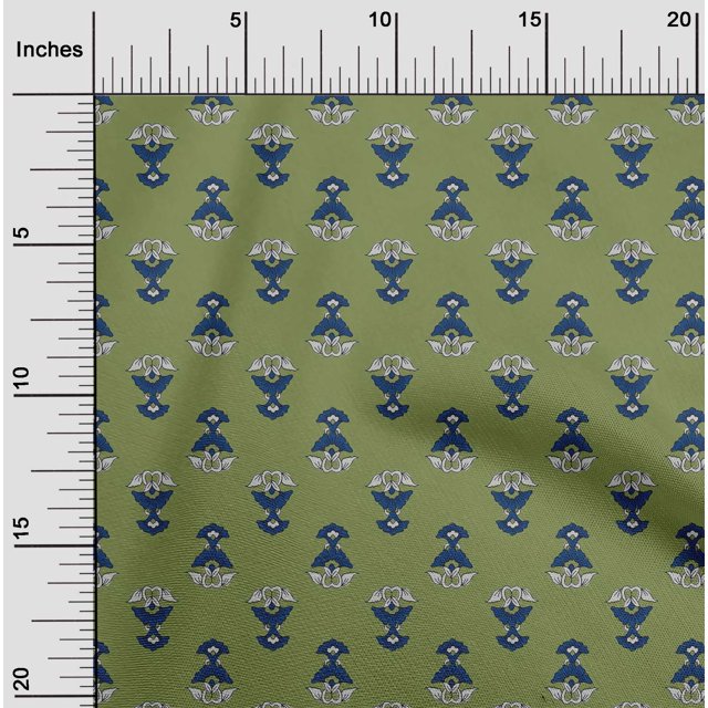 oneOone Viscose Chiffon Fabric Leaves & Floral Block Print Fabric BTY 42 Inch Wide
