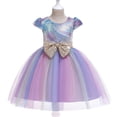 thumbnail image 3 of B91xZ Robe à Volants pour Filles, Robe Décontractée pour Filles à Manches Volantées Plissées, Robe Unie, Violet 5-6 Ans, 3 of 5