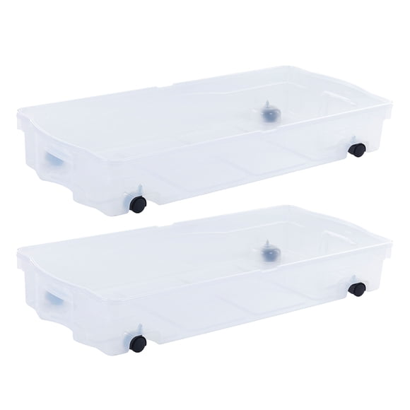 Rubbermaid 70 Qt Under Bed Wheeled Storage Boxes with Hinged Lids (2 Pack)