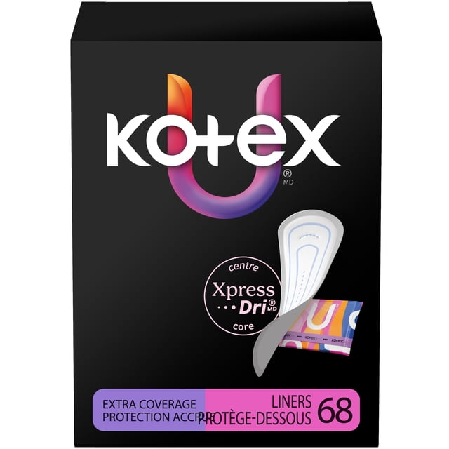 Kotex Daily Wrapped Liners, Light Absorbency, Extra Coverage, 68 Count