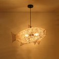 thumbnail image 3 of Suspension Lanterne en Rotin Tressé en Forme de Poisson E27 Rustique pour Plafond, 3 of 8