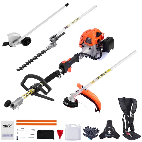 VEVOR Taille-Haie à Gaz, Taille-Haie Portatif à 2 Cycles à Essence, Mange-Herbe 4-en-1 26 Cc avec Ensemble d'Équipement de Protection, Comprend une Taille-Haie et une Taille-Ficelle