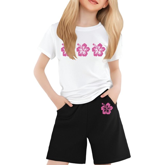FAOWME T-Shirt Enfant Imprimé Lettres Colorées Col Rond Manches Courtes pour Filles Garçons T-Shirts Tee Tops Multicolore 2-3 Ans
