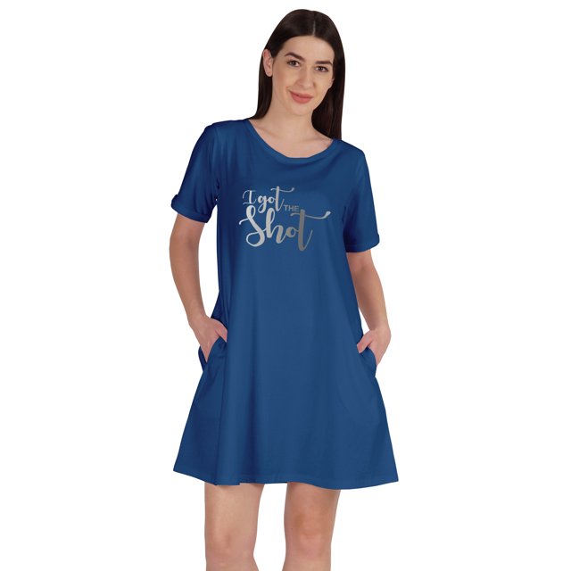 Inkmeso I Got The Shot Tunic Graphic T-Shirts Scoop Neck Dress Short Sleeve Tops