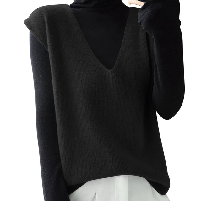 Women's Deep V - Neck Loose - Fitting Sleeveless Knit Vest - Soft, Versatile for Layering, Available in Multiple Colors