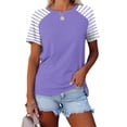 thumbnail image 2 of FAIWAD Hauts Grande Taille pour Femmes Blouse d'Été à Imprimé Rayé Manches Courtes Col Rond T-Shirts Tuniques Décontractées Tee, 2 of 3