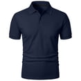 thumbnail image 5 of HVOBTTY Mens Summer Soft Versatile Pullover Casual Fashion Solid Color Collared Short Sleeve Loose Breathable Daily Base Layer Tops Navy, M, 5 of 5