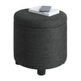thumbnail image 2 of Designs4Comfort Round Accent Storage Ottoman w/Reversible Lid in Gray Fabric, 2 of 7