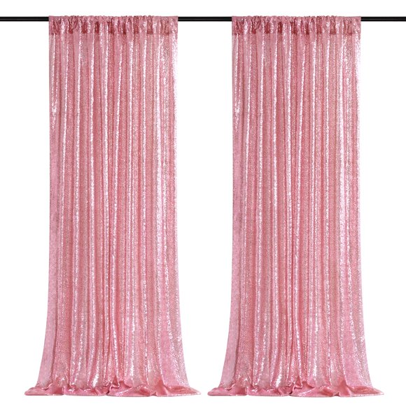 B-COOL Fuchsia Pink Sequin Curtains Glitter Backdrop Curtain Panels 2 Panels 2FTx8FT Backdrop for Baby Shower Wedding Girls Party Sweetheart Birthday Decorations
