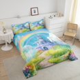 thumbnail image 4 of Erosebridal Rainbow Castle Bedding Sets Twin with Comforter, Fairy Tale Duvet Insert, Spring Flower Reversible Down Comforter, Microfiber Room Decor, 2 Pieces, 4 of 8