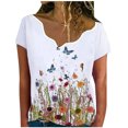 thumbnail image 2 of CEHVOM T-Shirt Ample Décontracté d'Été pour Femme à Manches Courtes Rondes à Imprimé Floral, 2 of 5
