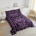 thumbnail image 4 of Erosebridal Ensembles de Literie à Fleurs Damassées Violettes pour Lit Simple avec Couette, Insert de Couette Rétro Boho, Décor Hippie Tribal, Réversible, 4 of 7