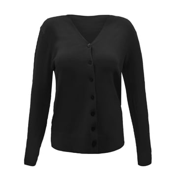 DondPO Womens Cardigans Sweaters Ladies Button Round Neck Long Sleeve Soft Knitted Cardigan Sweater Women Cardigan Sweaters for Women Sweaters for Women Black M Clearance!