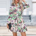 thumbnail image 4 of TJAZFJPA Robes Femmes Robe à Manches Longues Col Boutonné Lacée Robe Ligne A Fluide Mini Robe Florale Robe Midi Blanche, 4 of 9