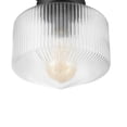 thumbnail image 2 of 1-Light Matte Black Flush Mount Ceiling Light with Ribbed Glass Shade, 2 of 8