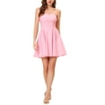 thumbnail image 1 of INSPIRE CHIC Robe pour Femme Décolleté Cœur Sans Bretelles Fermeture Éclair Apparente Mini Robe Évasée S Rose, 1 of 6