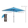 thumbnail image 3 of Outsunny 6.5x10ft Patio Umbrella Market Parasol with LEDs Crank, Turquoise, 3 of 10