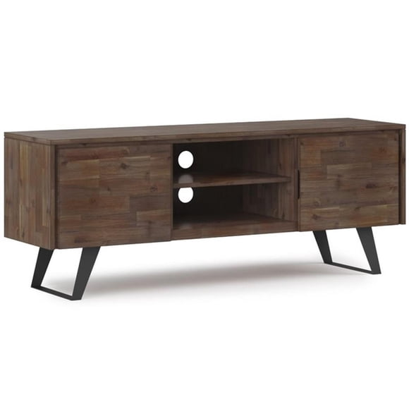 Simpli Home Lowry 63" Solid Wood Modern TV Stand in Rustic Aged Brown