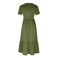 thumbnail image 4 of EGNMCR Robes de Fête pour Femmes Robe d'Été Décontractée à Manches Courtes et Col Rond pour Femmes Robe Décontractée Fluide à Étages Maxi de Plage avec Poches, 4 of 8