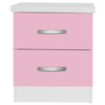 thumbnail image 2 of Pemberly Row Contemporary Faux Wood 2 Drawer Nightstand in Pink & White, 2 of 7