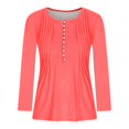 thumbnail image 3 of HKEJIAOI Polyester Manches Longues Haut Uni Femme Boutonné Col Rond Coupe Classique, 3 of 4