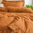 thumbnail image 4 of Move Over Burnt Orange Ruffle Pillow Shams King Ruffled Pattern Rust Boho Pillowcases 100% Washed Microfiber, 4 of 6