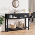 thumbnail image 4 of Yiwa 43-Inch Slim Console Table, Modern 2-Tier Sofa/Entryway Table with 2 Glass Storage Drawers for Living Room, Hallway & Foyer, 4 of 7