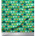 thumbnail image 1 of Soimoi Green Japan Crepe Satin Fabric Triangle Geometric Decor Fabric Printed Yard 42 Inch Wide, 1 of 3