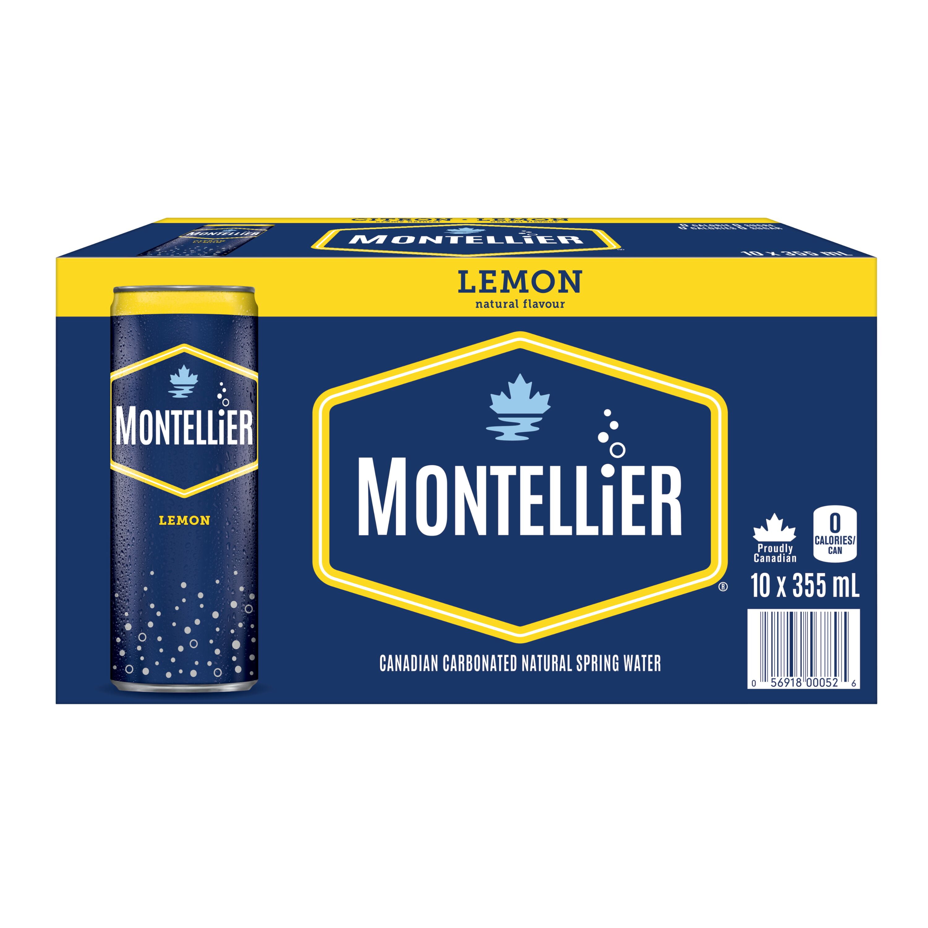 Montellier Eau Minérale Naturelle au Citron 10 x 355 ml, Canettes