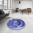 thumbnail image 4 of Ahgly Company Tapis de Zone Rond d'Intérieur Lavable à la Machine, Style Transitionnel, Bleu Ciel, 7 Pieds Rond, 4 of 7