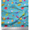 thumbnail image 1 of Soimoi Rayon Crepe Fabric Spaceship,Star & Telescope Cartoon Decor Fabric Printed Yard 46 Inch Wide, 1 of 3
